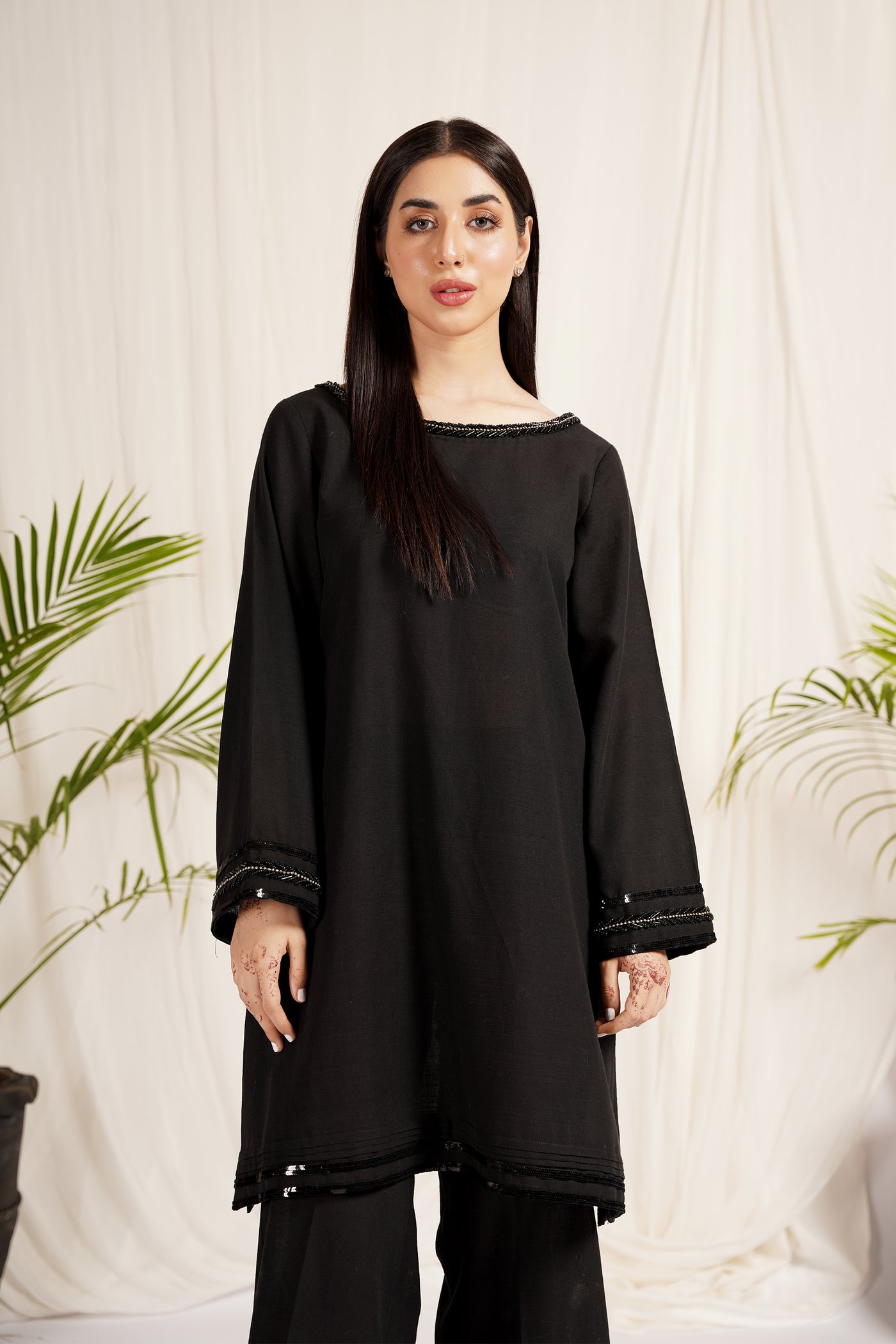 Black Khaddar 2-Piece Dress