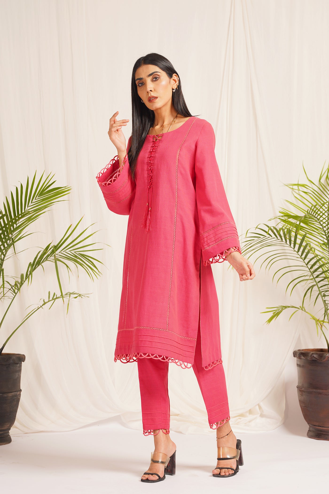 Pink Khaddar 2-Piece Dress