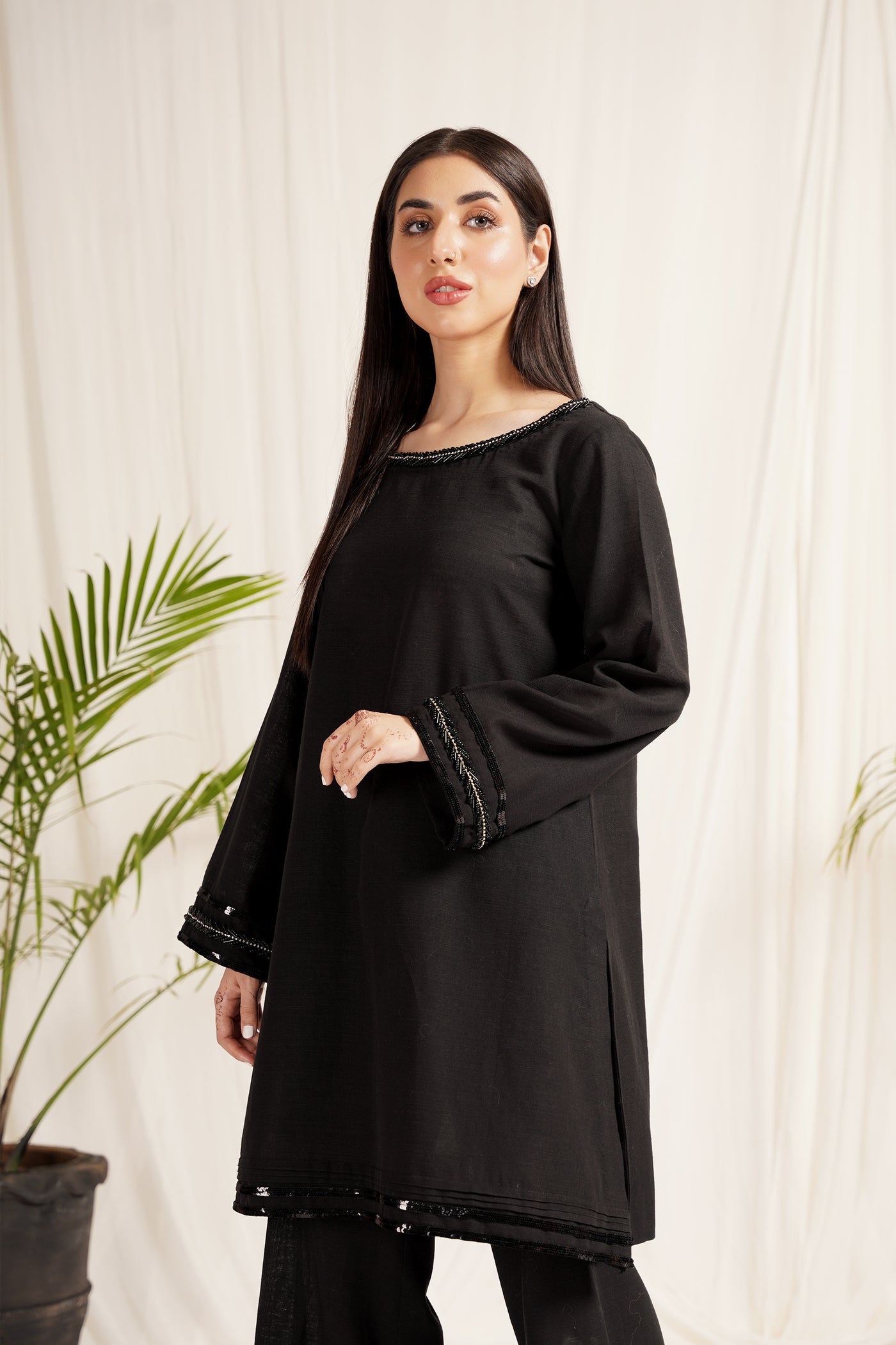 Black Khaddar 2-Piece Dress