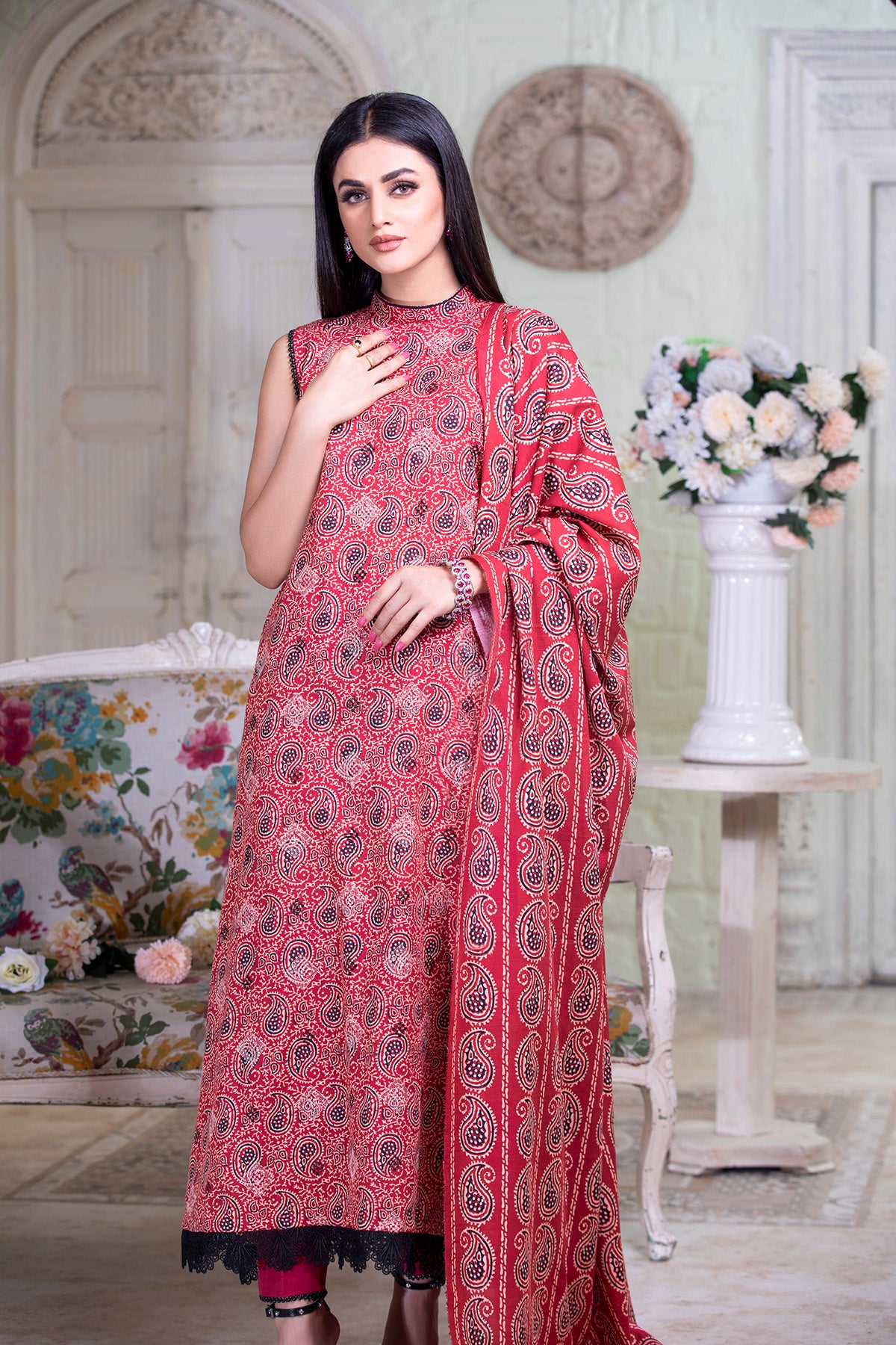 ZIBA Khaddar Stitched Embroidered Frock 2