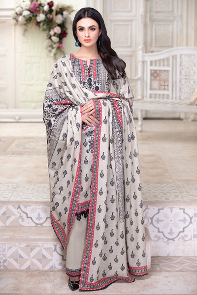 ZIBA Khaddar Embroidered 3pc UNSTITCHED front 2