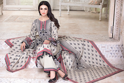 ZIBA Khaddar Embroidered 3pc UNSTITCHED front siitting