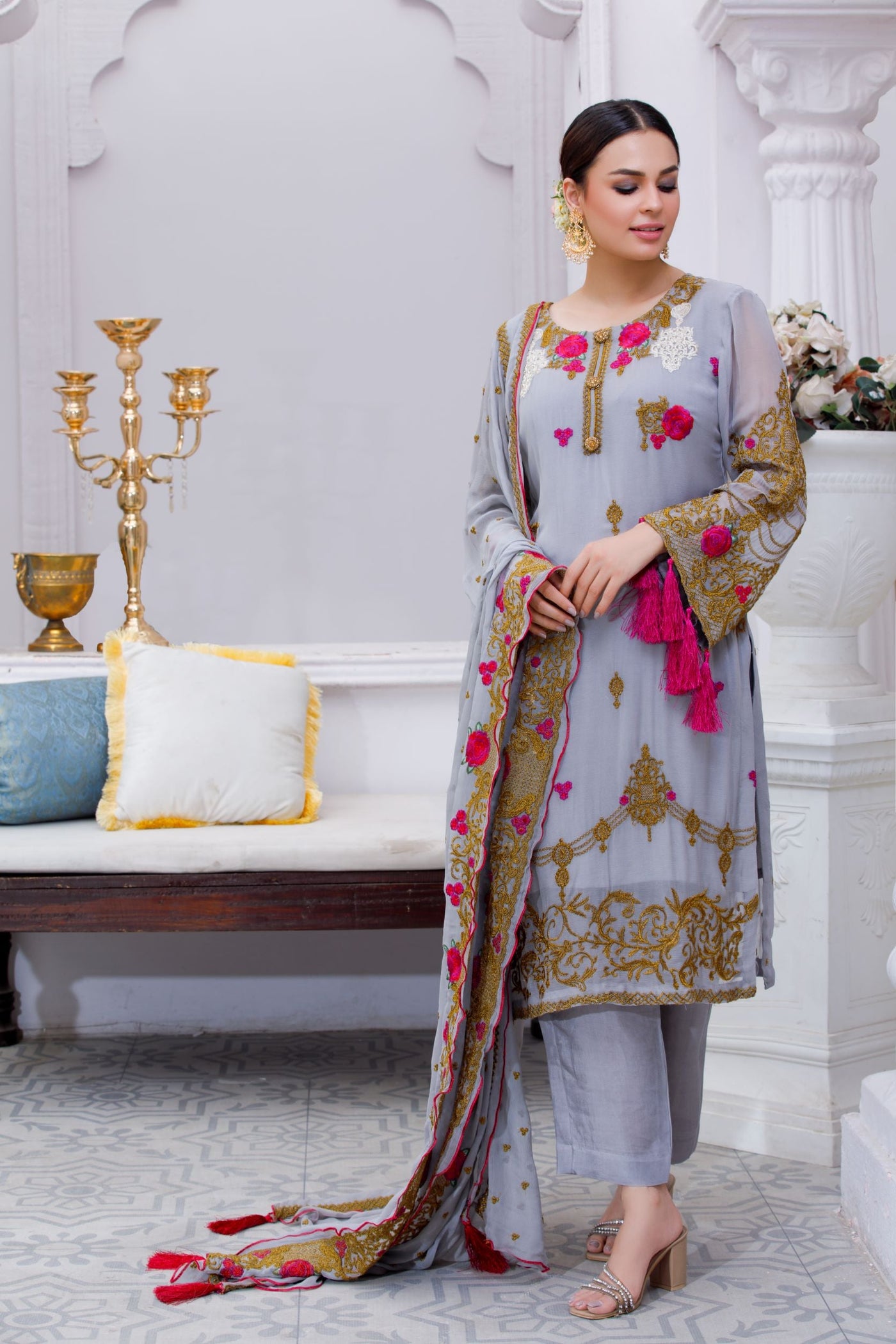 3 Piece Unstitched - Embroidered Suit