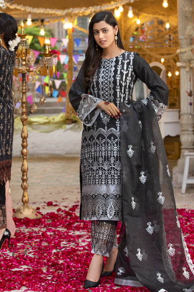 Embroidered Khadi Silver Dress