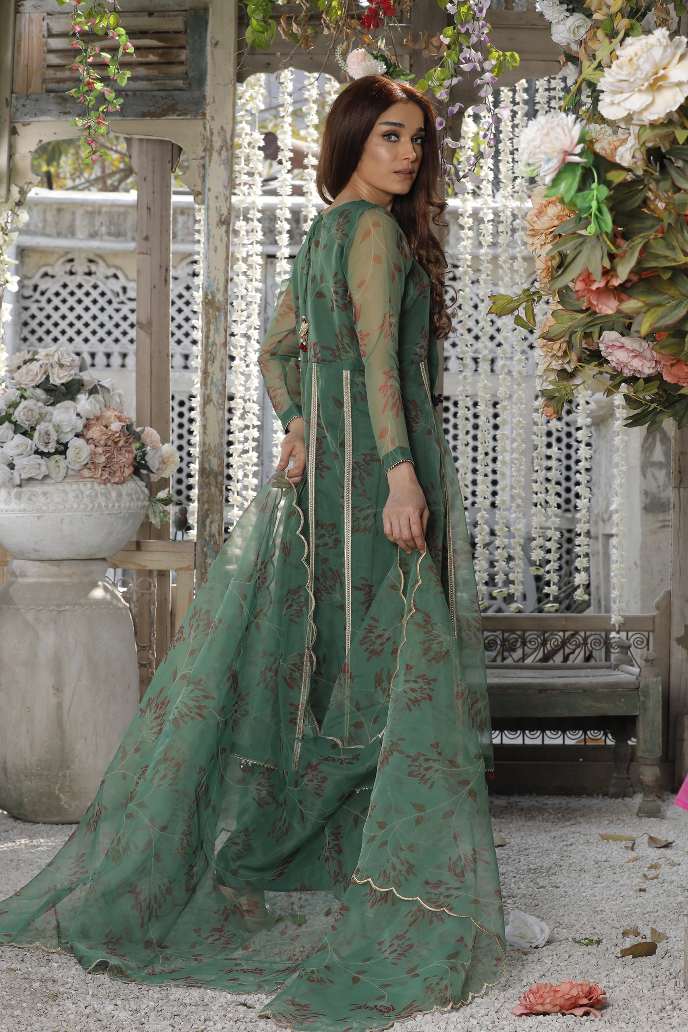 Green Elegant 3 Piece Dress