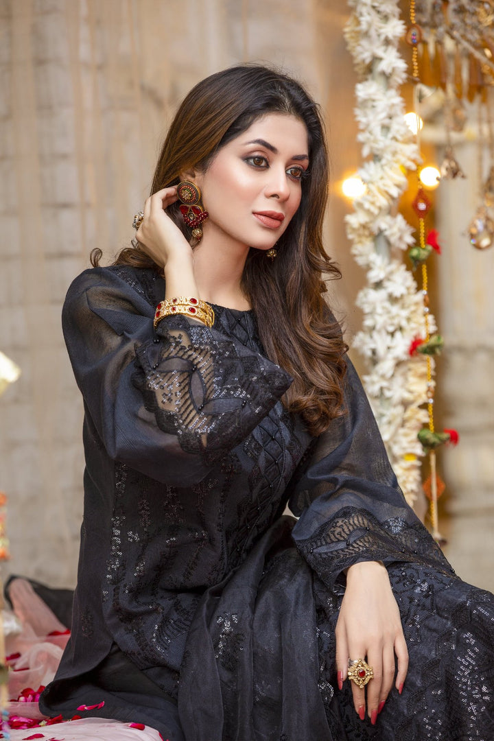 Khadi Embroidered Black Dress MEHRYAM Khadi Embroidered Black Dress MEHRYAM