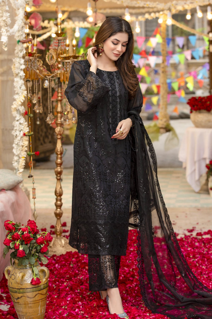 Khadi Embroidered Black Dress MEHRYAM Khadi Embroidered Black Dress MEHRYAM