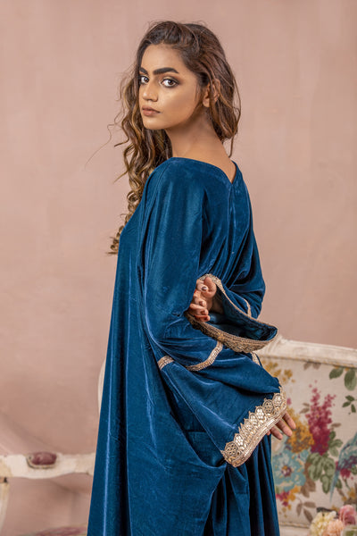 Luxury Velvet Kaftan - Blue