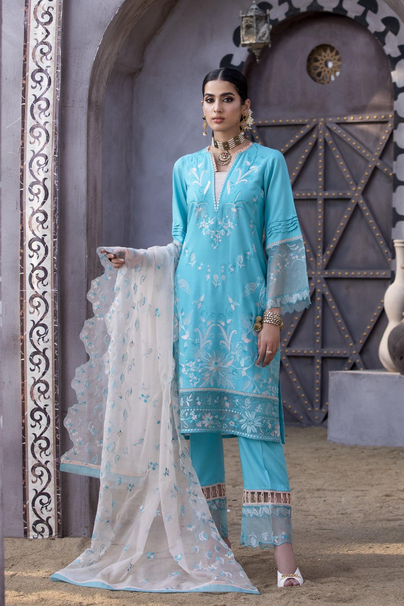 3 - Piece Embroidered Linen Suit