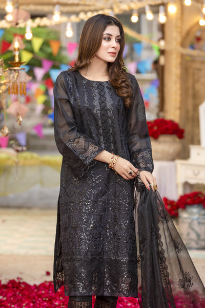 Khadi Embroidered Black Dress