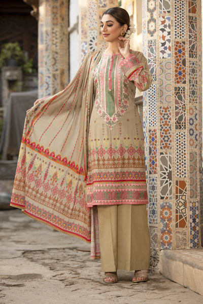 Olive Green Embroidered Lawn Dress