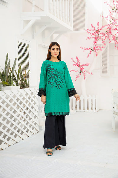 Elegant Green | Embroidered Shirt | Stitched front