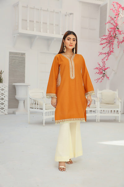 Candlelight | Embroidered Shirt | Stitched orange front 2