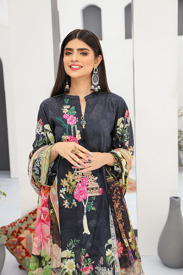 Embroidered Stitched Suit | Stitched Embroidery Lawn 3PC Suit-Front Near View