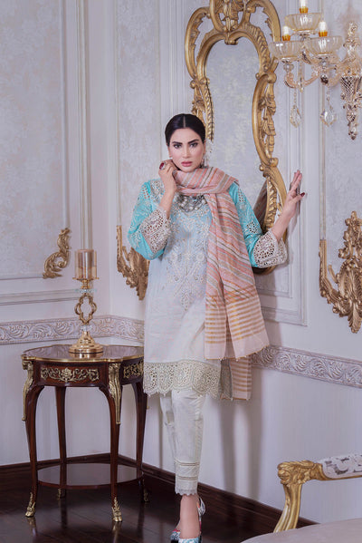 3 Piece - Embroidered Khaadi Net Unstitched