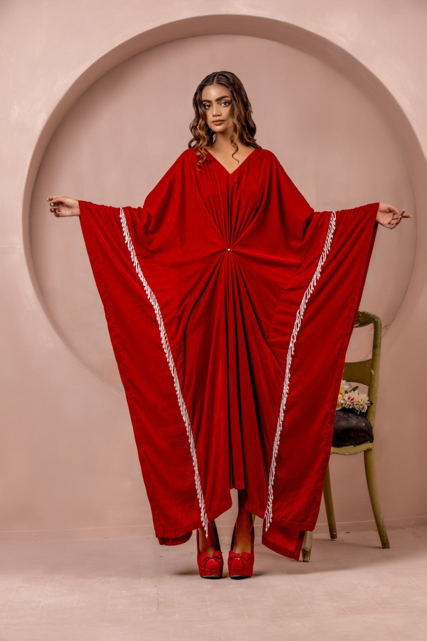 Luxury Velvet Kaftan - Red