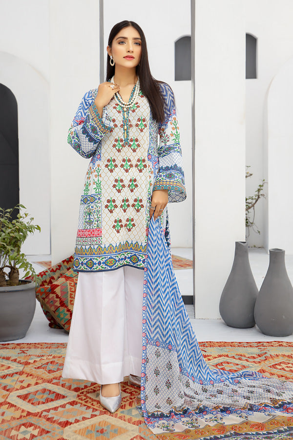 Embroidered Suit | Unstitched | 3Pc