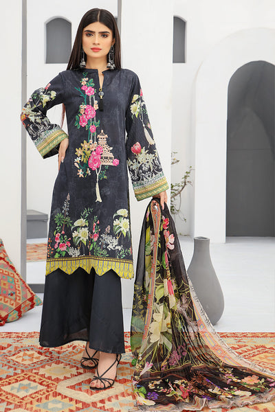 Embroidered Stitched Suit | Stitched Embroidery Lawn 3PC Suit-Front